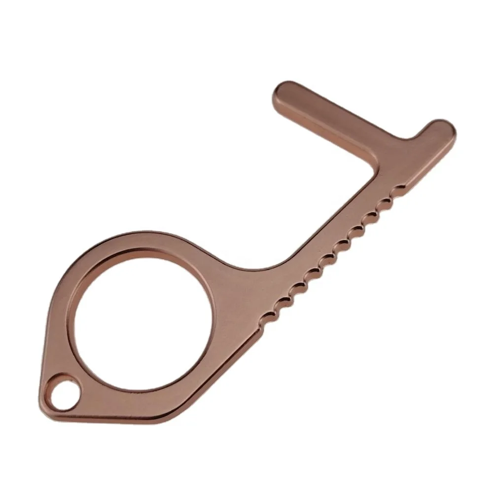 Non Contact Door Opener Portable Keychain Brass Door Opener, Rose Gold Hand Keychain Door Opener