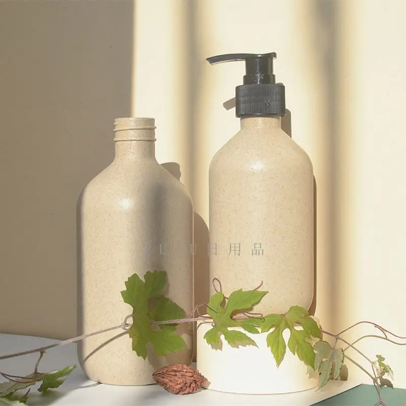 Eco-friendly Biodegradable  30ml 100ml 250ml 300ml 500ml wheat straw PE plastic pump bottle for  hair conditioner shampoo