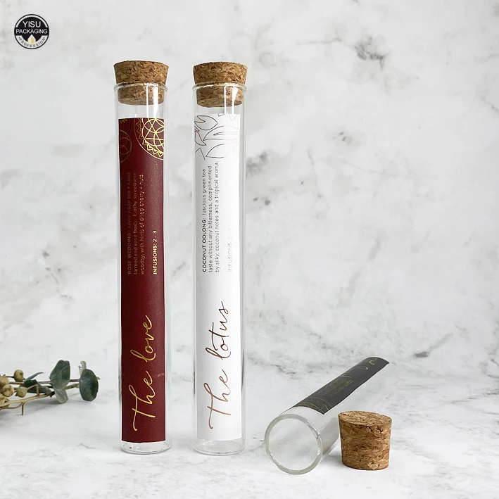 Eco-Friendly Clear Glass Wishing Bottles Cork-Covered Test Tube with Screen Printing for Candy Tea-Leaf Spice Matchstick
