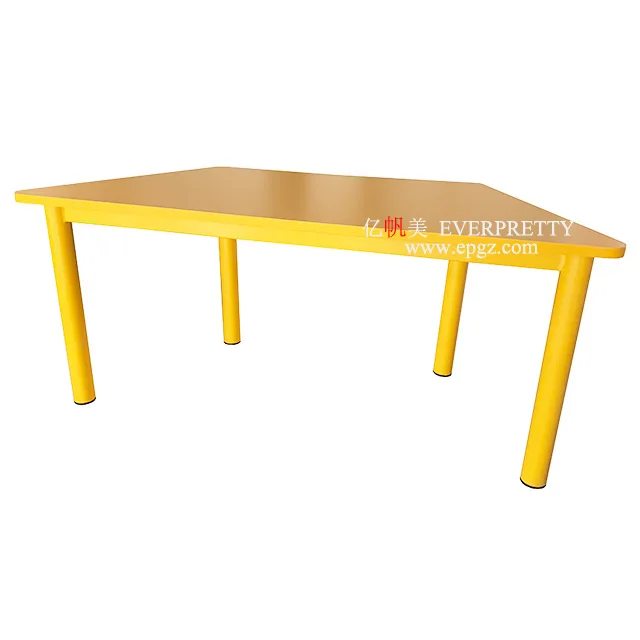 Kindergarten Furniture Wooden Round Edge Trapezoid Table