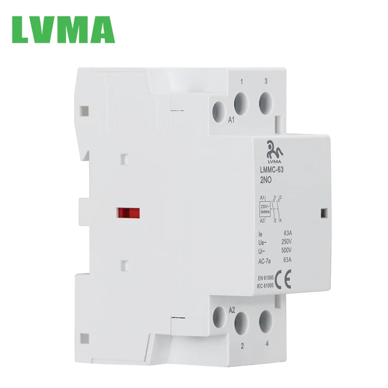 Контактор LVMA 220 В 40 А 63 бытовой контактор ручная цена 2NO Магнитная электрическая нормально Закрытая 4no 2no2nc Din-рейка