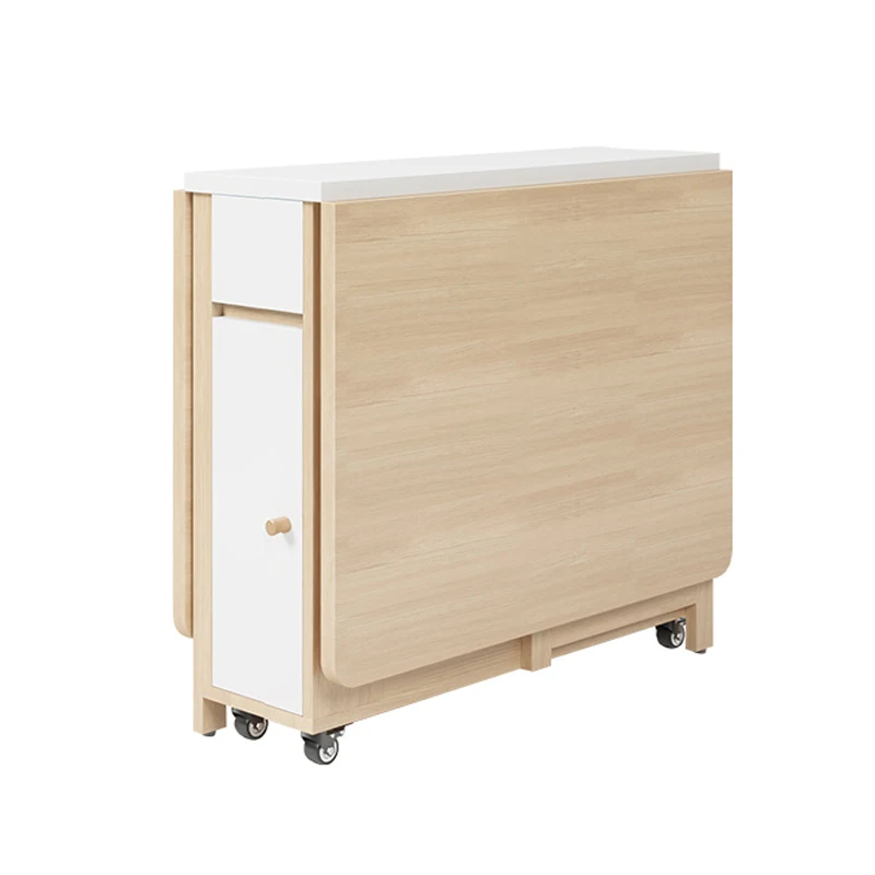 Combination wooden furniture Movable wooden folding dining table and chair Space saving wooden folding dining table