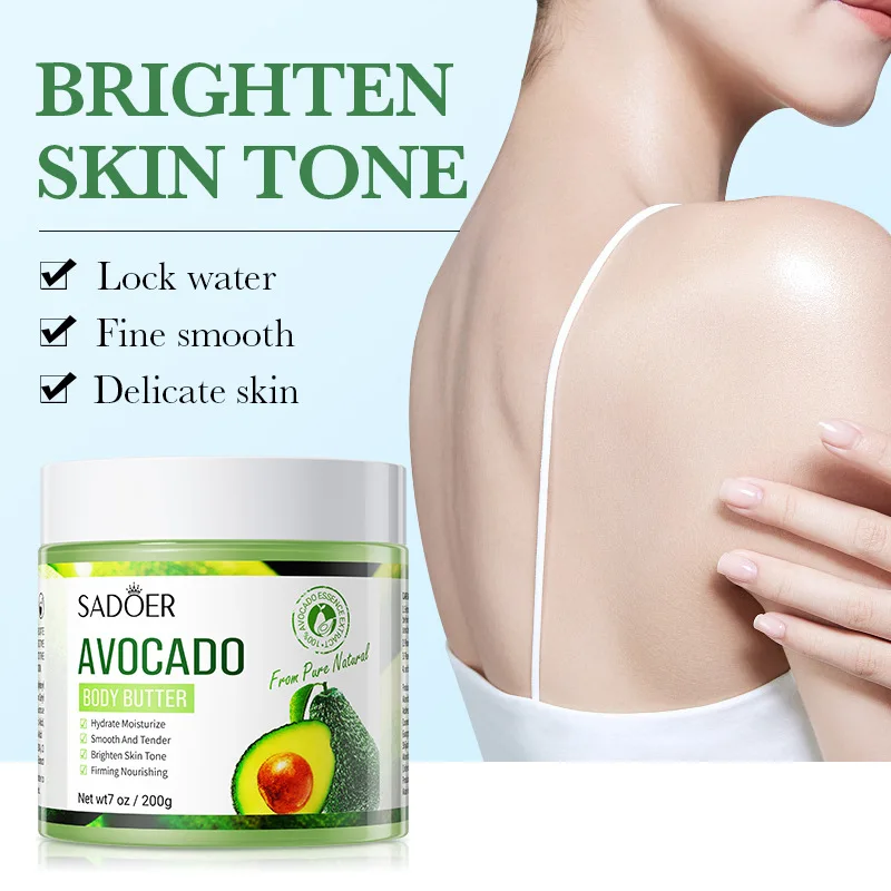 SADOER Plant Brighten Whitening Body Cream Avocado Oil Rose Butter Moisturizing Nourishing Tender Body Butter 200g