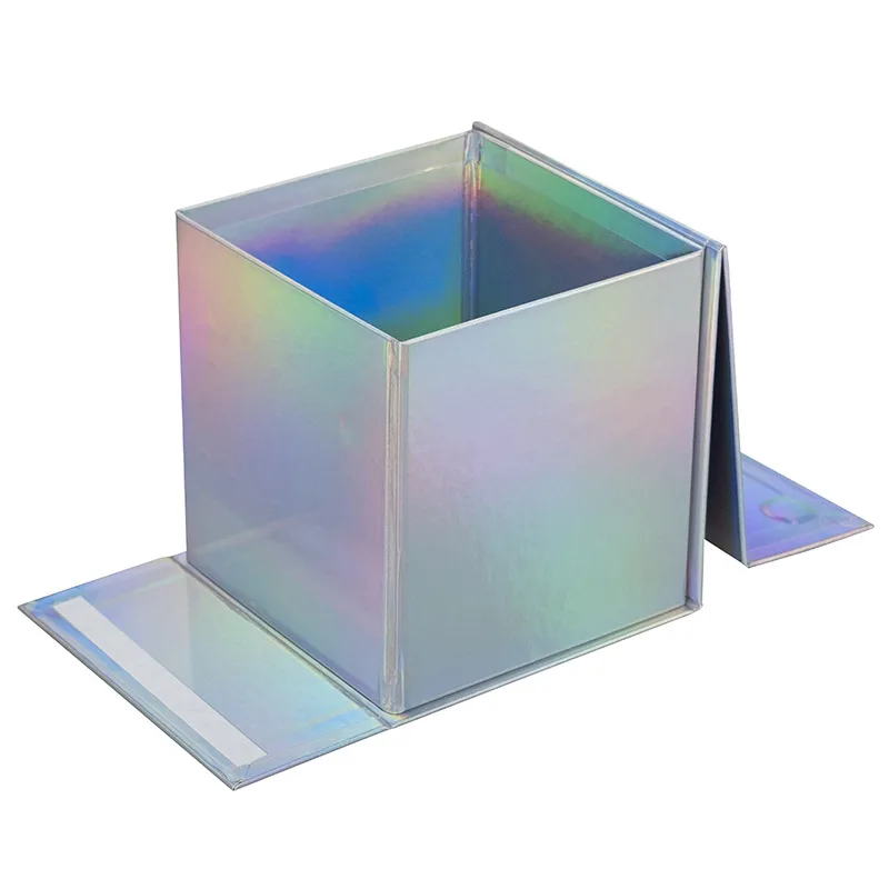 four-corner folding Gift universal packaging box direct supply square foldable box  side flip flip magnet box