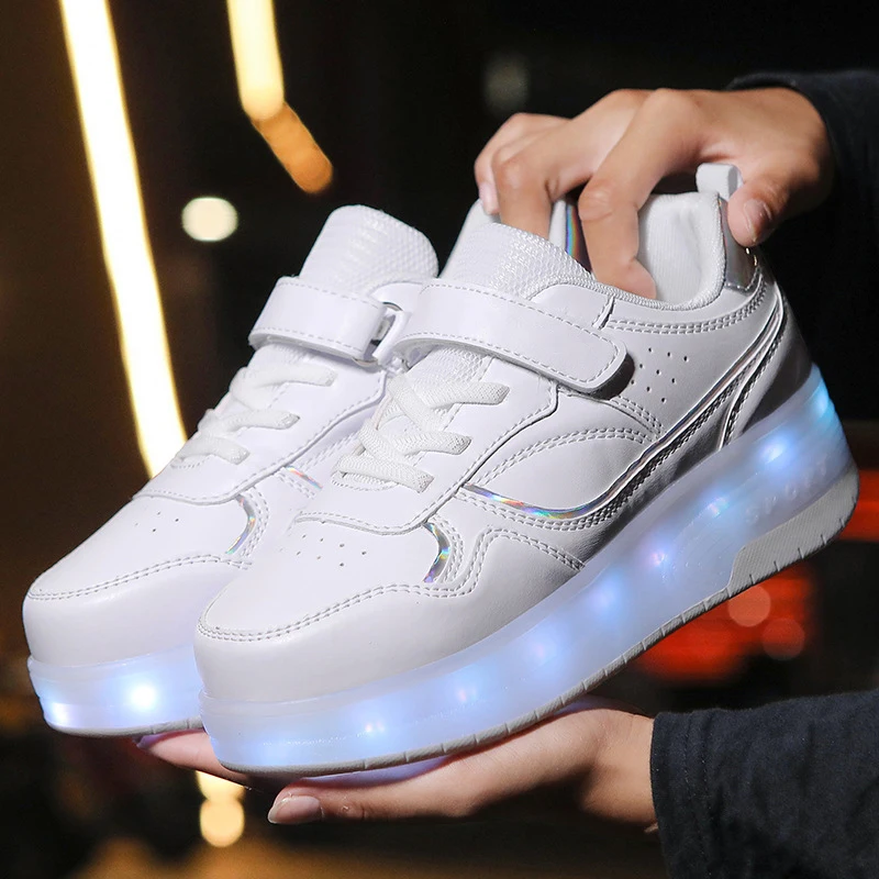 Factory Custom Dual-purpose Roller Skates Double Row Walk-on Shoes Led Kid Running Shoes Roller Skates For Children