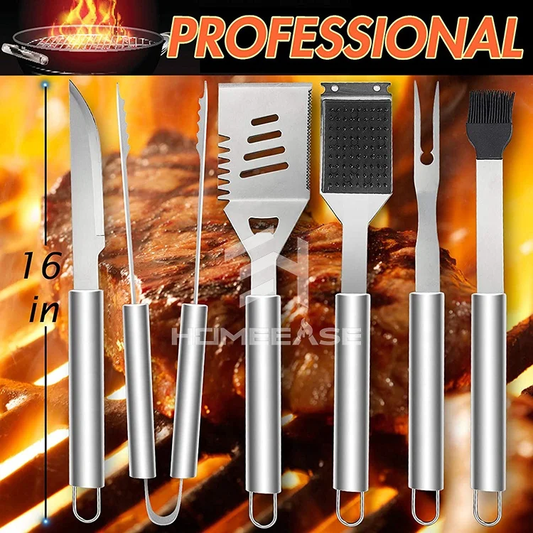 
Wholesale 32 pieces of kitchen outdoor heavy duty accessories stainless steel barbecue bbq tool set kit 