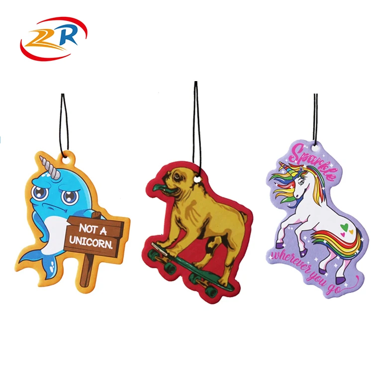Promotional Gifts Unicorn Double Sides Printing Custom Car Air Freshener With Different Fragrance