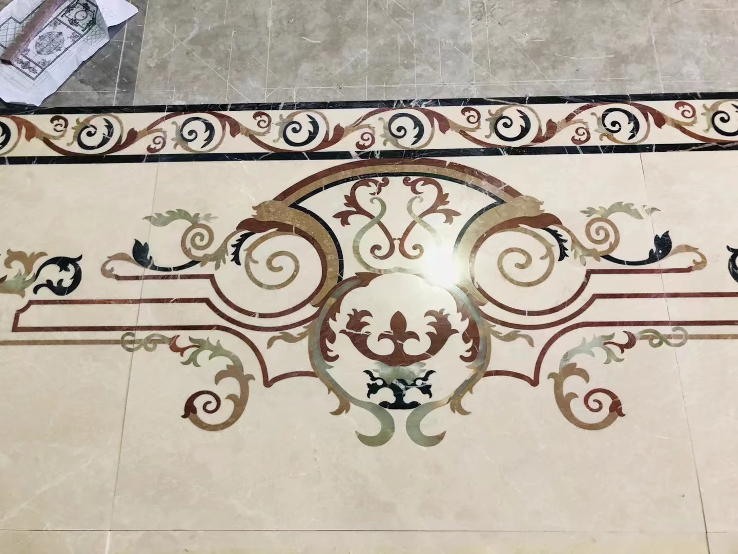 waterjet marble medallions flooring tiles for luxury lobby floor