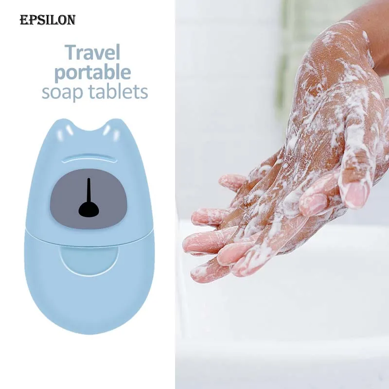Epsilon Disposable Boxed Soap Paper Mini Soap Paper Portable Hand Washing Box 50pcs Travel Convenient Scented Slice Sheets