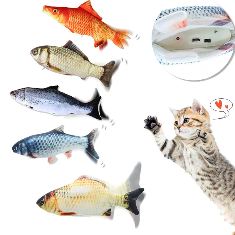New design pet toy electric jumping fish 3D simulation fish cat toy USB charging funny pet toy