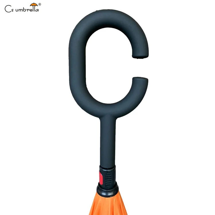 YS-8070 Upside Down Double Layer Inverted Umbrella Custom Logo Windproof Manual Open and Close C- Handle Reverse Umbrella