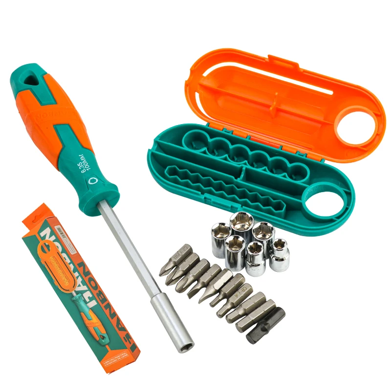 Professional Household Repair Tool Set 17 in 1 Screwdriver Socket Wrench Bits