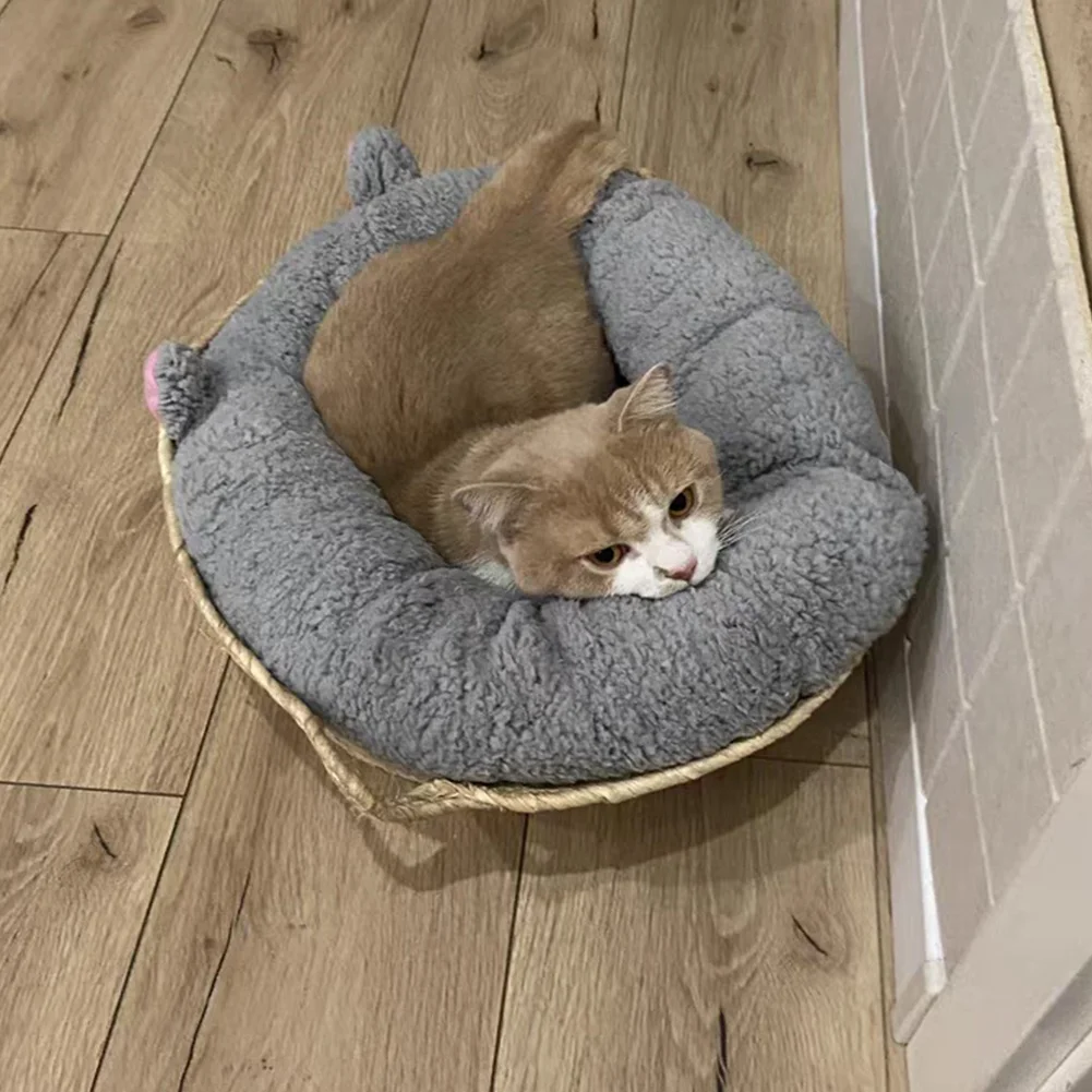 16Inch Round Bed Cat Kennels Kitten Soft Cushion for Sleep Improvement Indoor Cats Bed