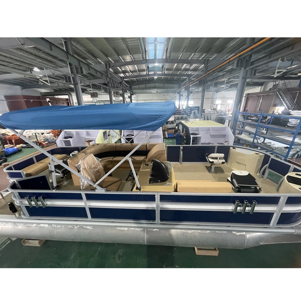 Recreational Party and fishing pontoon boat 22 foot for lakes or offshore waters