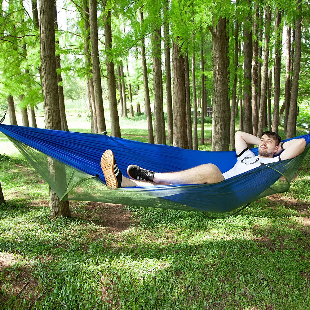 Automatic quick-drying mosquito net hammock high version of the air tent parachute cloth with mosquito net swing hammock