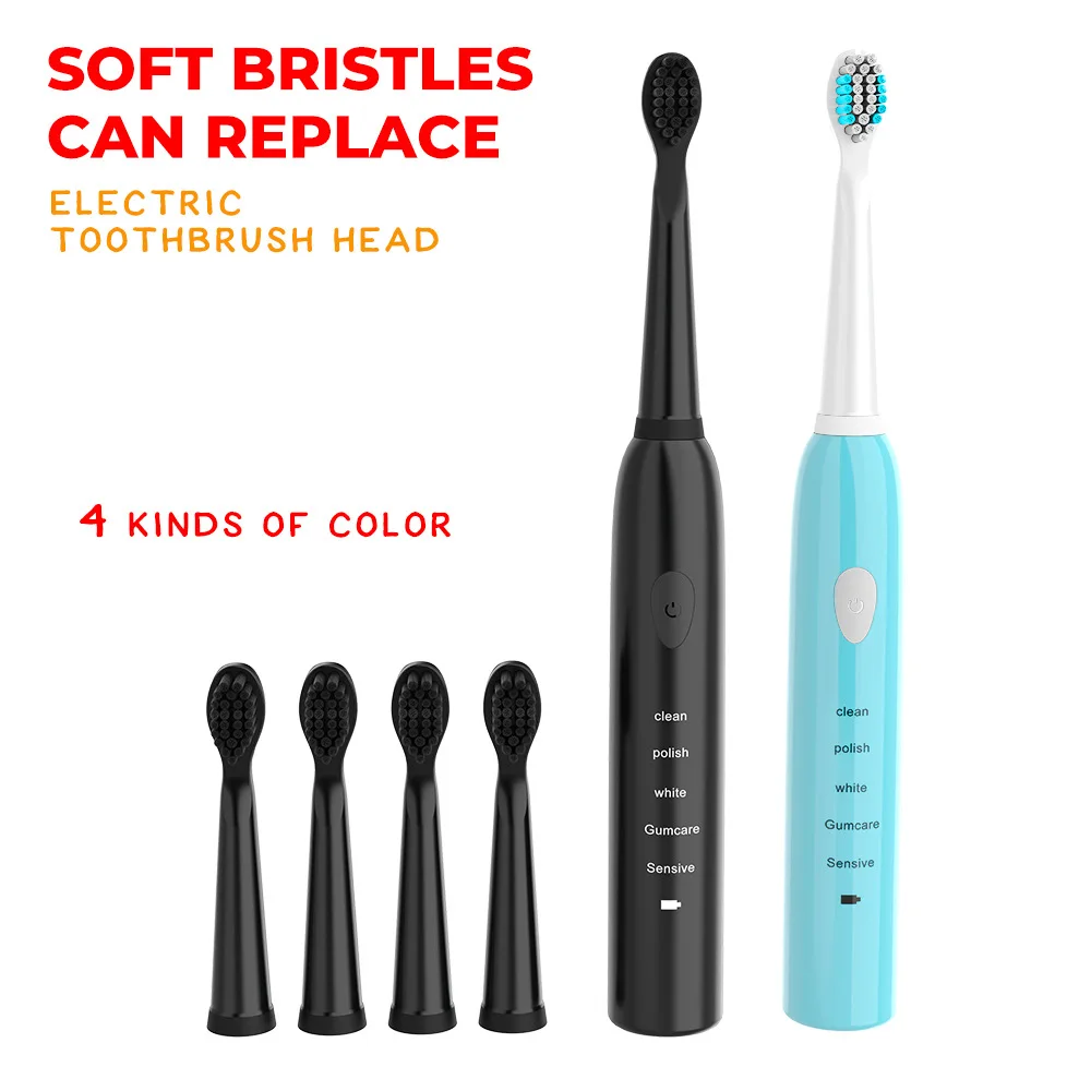 Portable waterproof soft bristle toothbrush usb rechargeable high frequency sonic electric toothbrush with 4 toothbrush heads