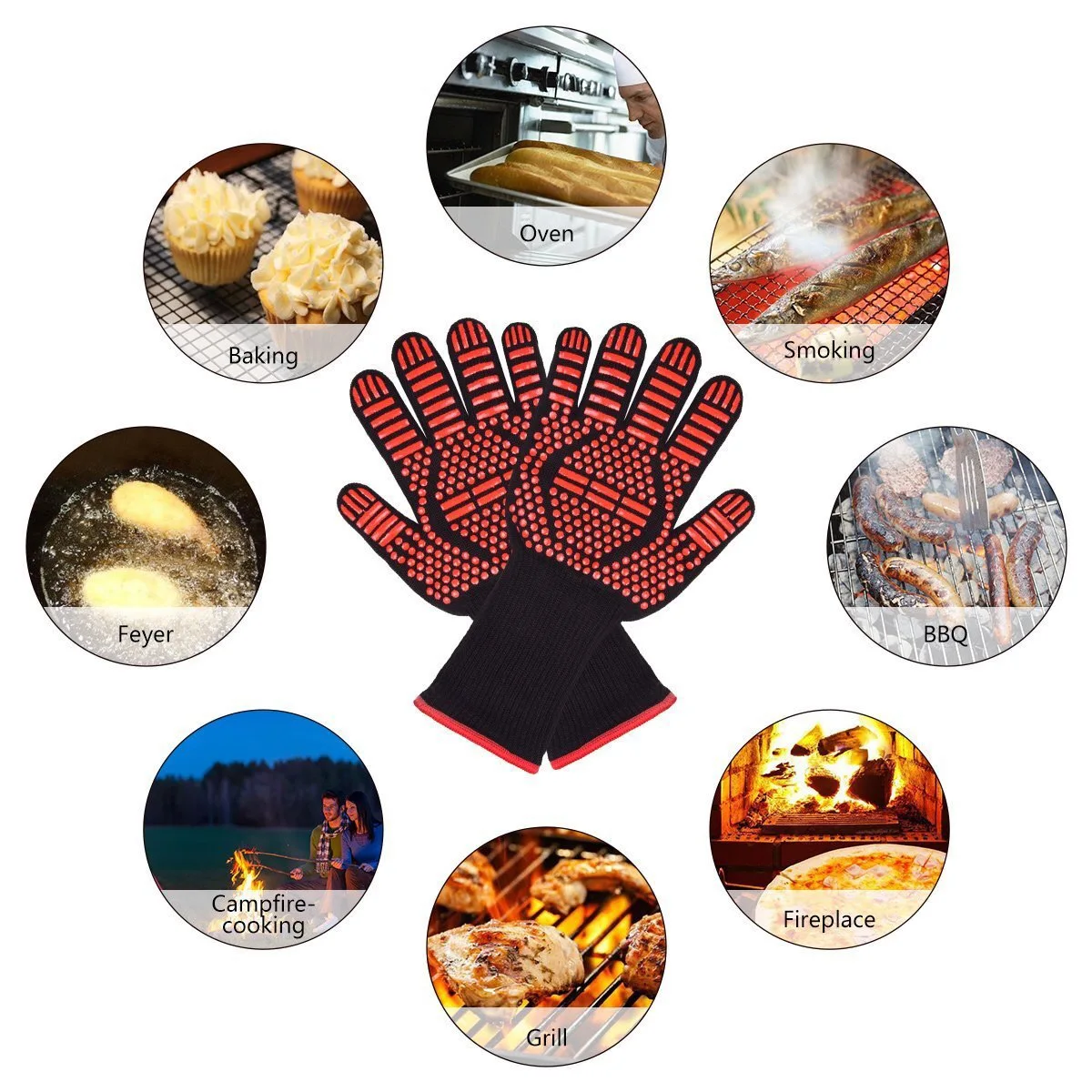 
bbq gloves thermal fireproof High temperature Mittens safety protection work glove grill 