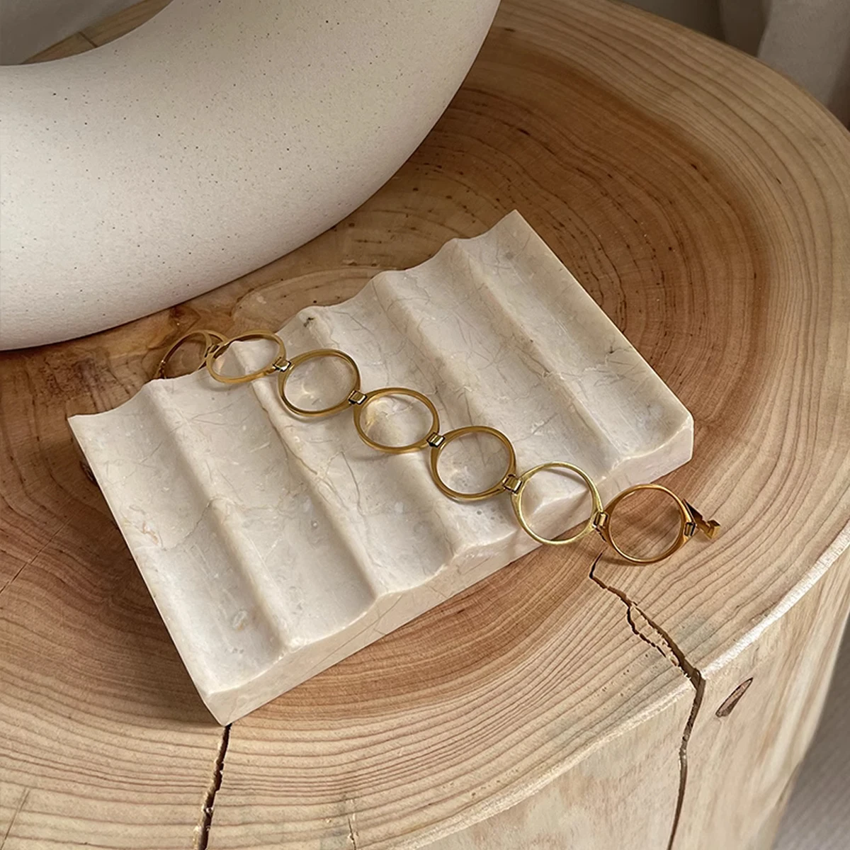 New creative wave soap holder Marble travertine dish soap box Soap holder home decoration marble jewelry display tray