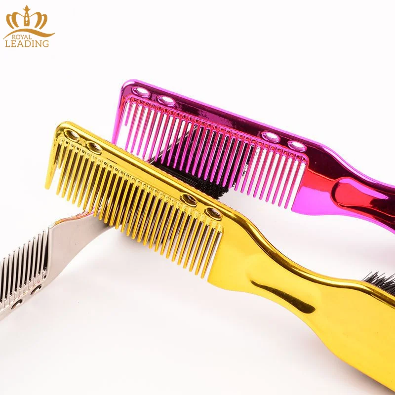 Private Label Barber Supplies Gold Double Sided Beard Styling Brush And Comb Set Barber Neck Duster Brush