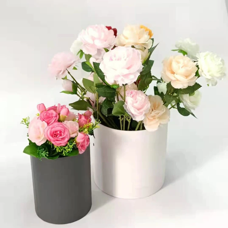 Cheap Custom Paper Box Lid Fresh Rose Wedding Party Flowers Box Round Cardboard Packaging Box