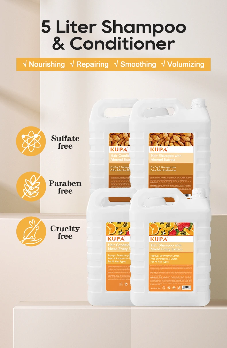 5L KUPA Wholesale Natural Almond Oil Vegan Hair Care Oil Control Shampoo Silky-Soft Super Glossy Hair Conditioner