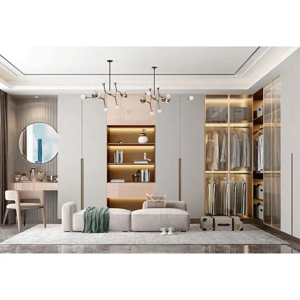 2023 Customized Clothes Modern Design Bedroom Furniture Closet Sliding Door Clothes Wooden Wardrobe Cabinet