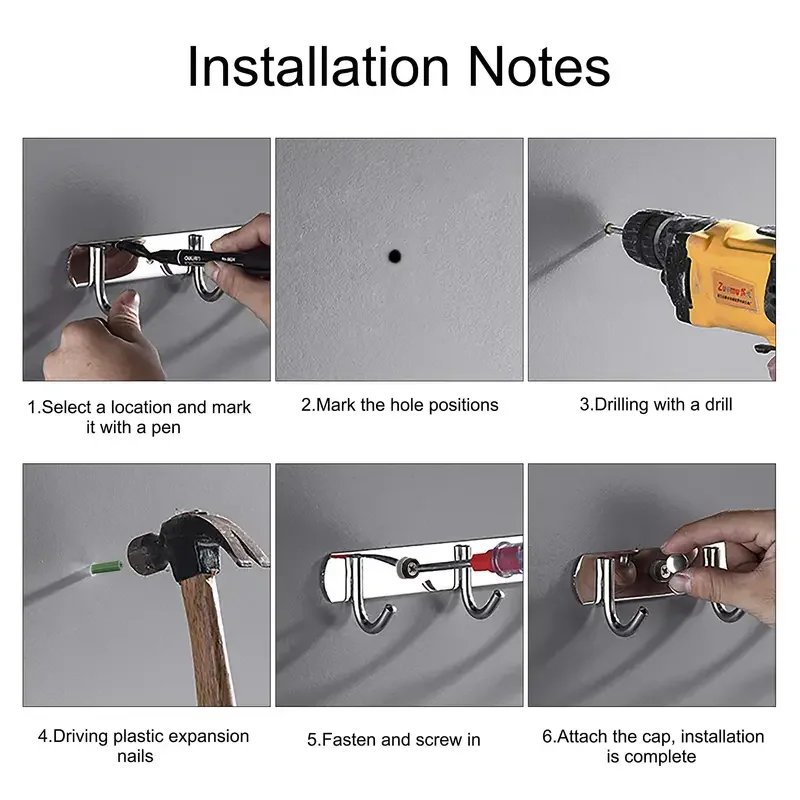 Robe Hooks Wall Mounted OEM Aluminum Bathroom Clothes Hook Stainless Steel Kitchen and Bathroom Robe Hook