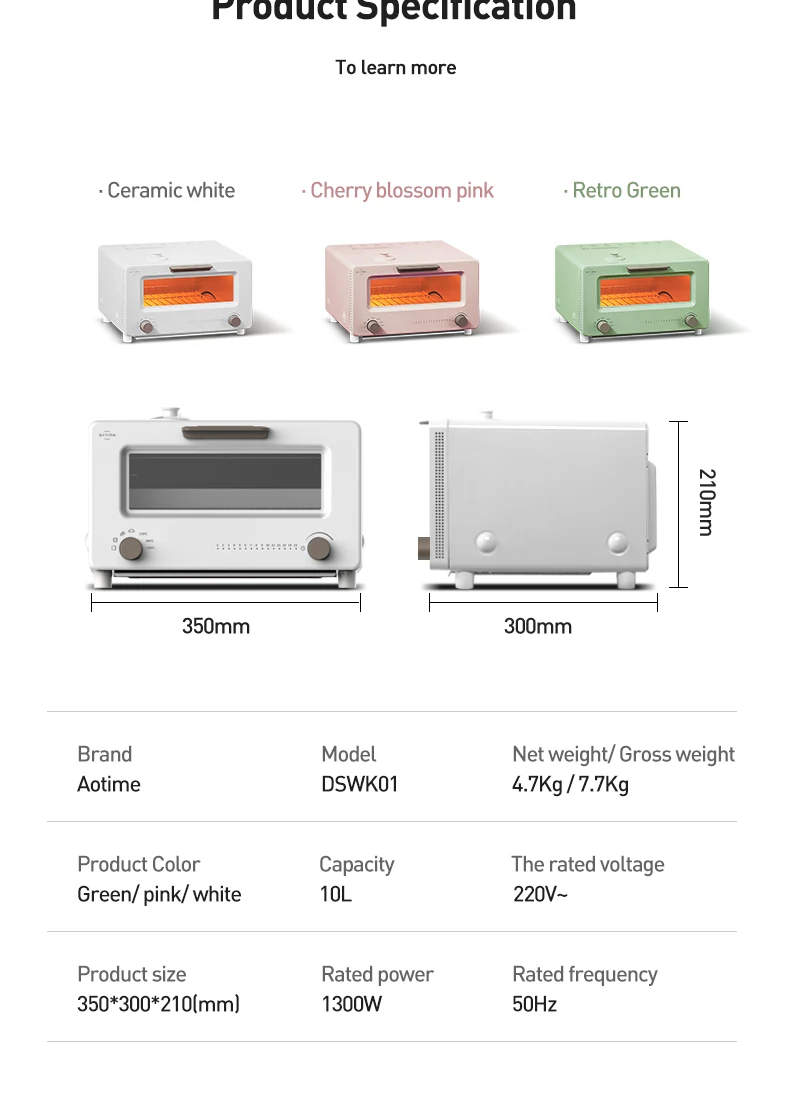 Hot sale white color kitchen oven electric appliance high quality luxury metal mini steam toaster oven