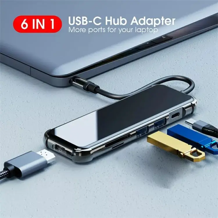 USB 3.0 Hub 6 Port Expander Adapter Multi USB Splitter USB-Hub Card Reader Dock Station For PC