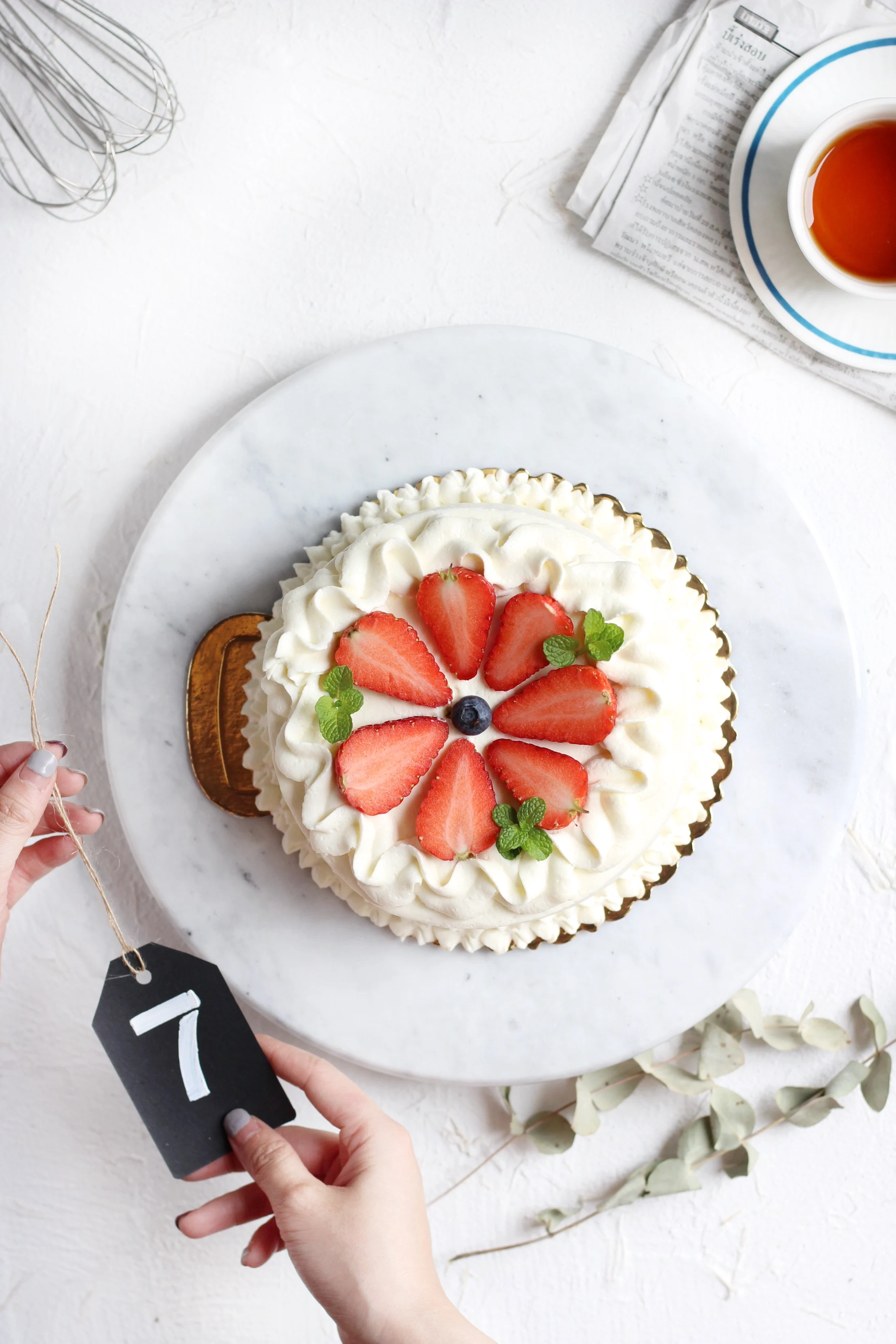 
CHEFMADE Birthday Wedding food Pastry baking Revolving Display Decorating Turntable Natural marble cake stand 