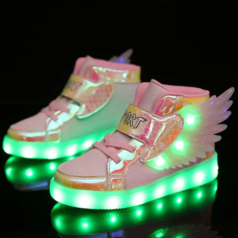 Factory Wholesale Led Light Up Shoes Children Kids Shining and Flashing Glitter Girls Shoes Sneaker USB Charging Luces de Zapato
