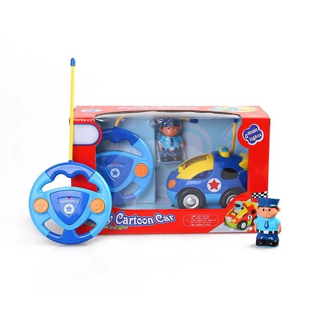 My First Cartoon RC Toy Car Radio Control Toys Musical Police Car with Sound Lights Remote Control Racing Cars for Kids