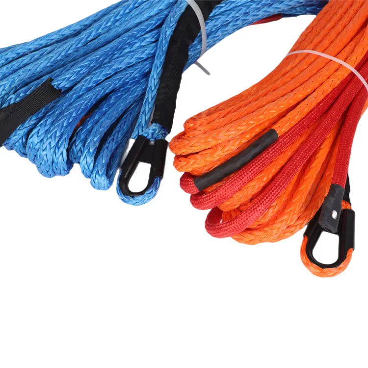 Hot Sale 10MM x 30M SK75 Hook Synthetic Winch Rope for 4WD Black Synthetic Relay for Winch Water Safety Products