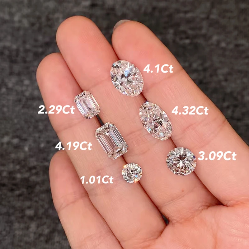 Big size 1.0-4.0Ct emerald/ oval /round cut CVD lab grown diamond EFGH-VS1 grade IGI certified loose diamond on sale