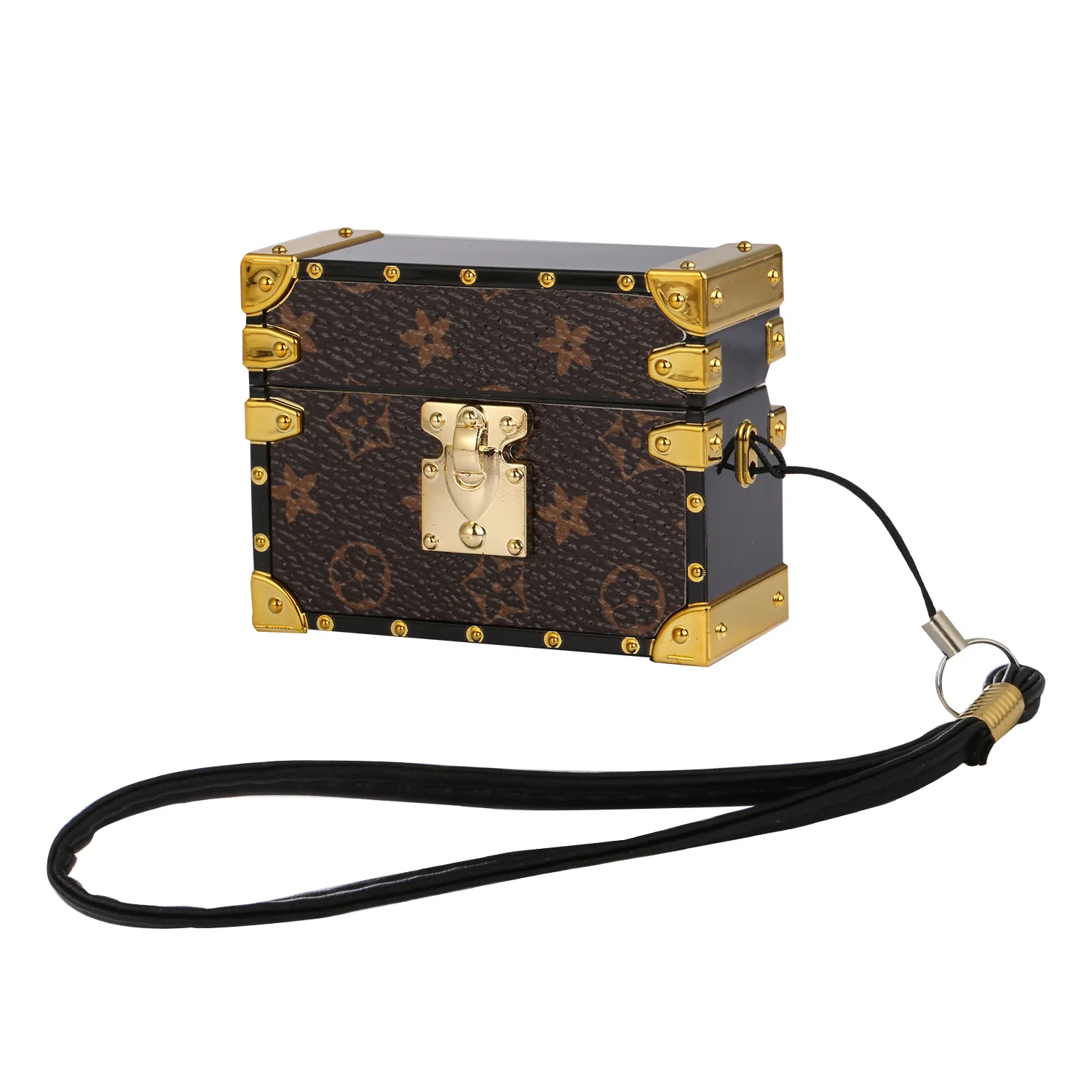 Роскошный кожаный чехол для наушников airpods pro с квадратным дизайном и шнурком на заказ