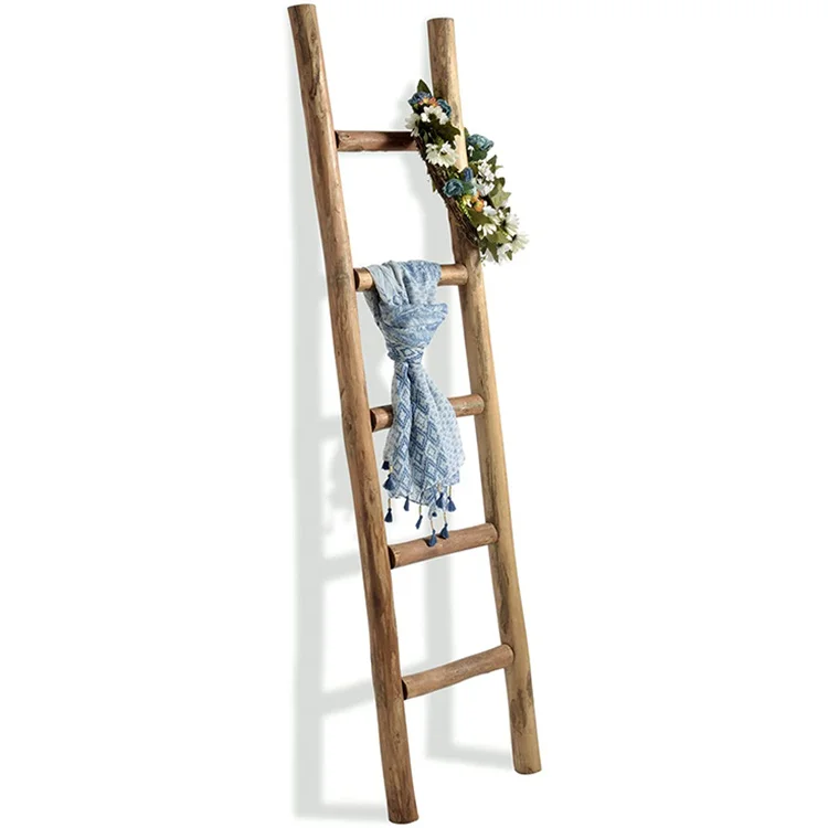 ARTMADE Farmhouse Decor Handcrafted Rustic Wooden Decora Blanket Ladder,New Design Wall-Leaning Rustic Wood Blanket Ladder