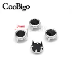 200 шт 8 мм когтистой горный хрусталь Круглая оправа, шпильки DIY заклепки Шляпки Гвоздя шипованные ботинки кепки сумки для одежды аксессуар # GZ080-8