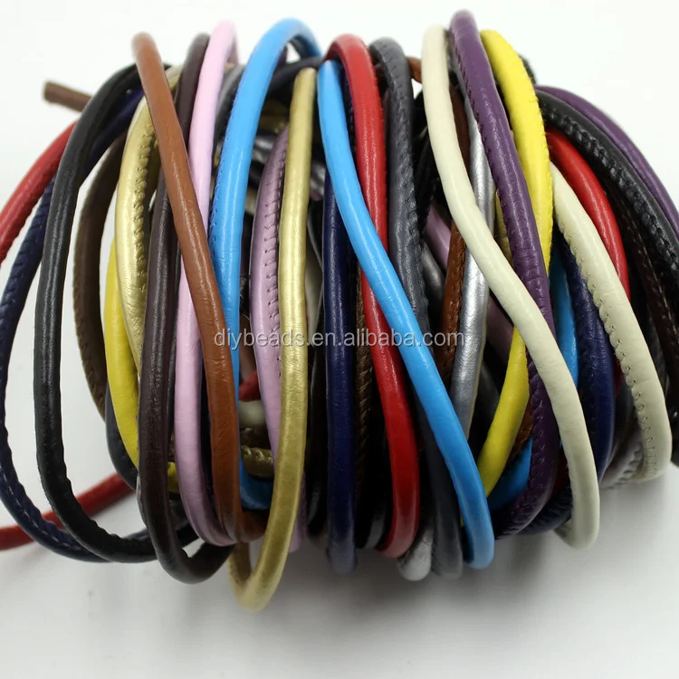 Wholesale Round Sewing PU Leather Cord 6mm Jewelry Cords