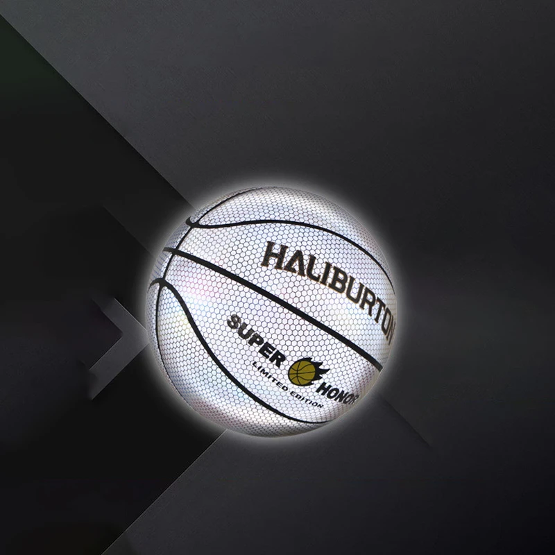 Factory Customizable Reflective Leather Basketball & Football Glowing Ball New Style Sports Gear for Christmas Gift with Logo