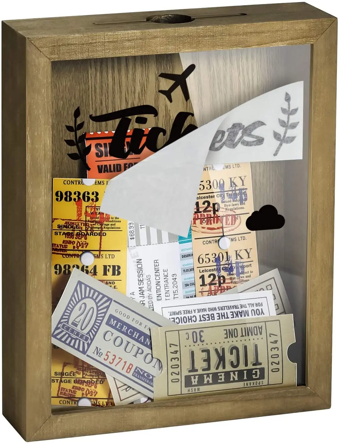 
Movie Travel Sporting Events Memory Box Ticket Shadow Box wood Box 