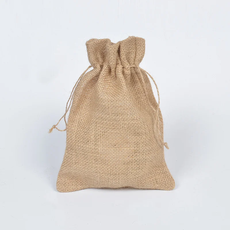 
Factory Price Natural Reusable Custom Logo Printed Drawstring Jute Bag 