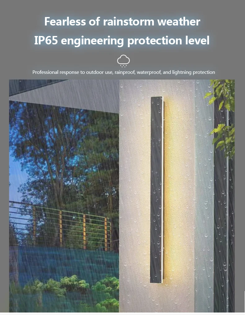 Modern Decorative Outdoor Waterproof Outside Strip Linear Long Wall Light Lamp Strip Garden led Wall Light Outdoor Wall Light