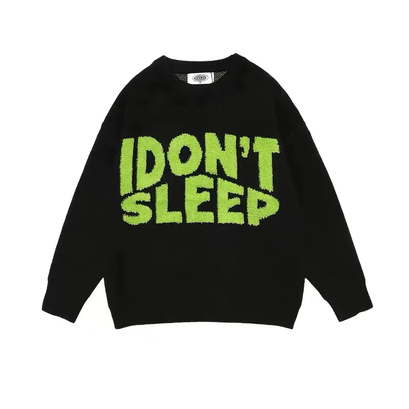 Custom logo sweater men 100% cotton fall winter designers loose cropped oversized knitted sweaters