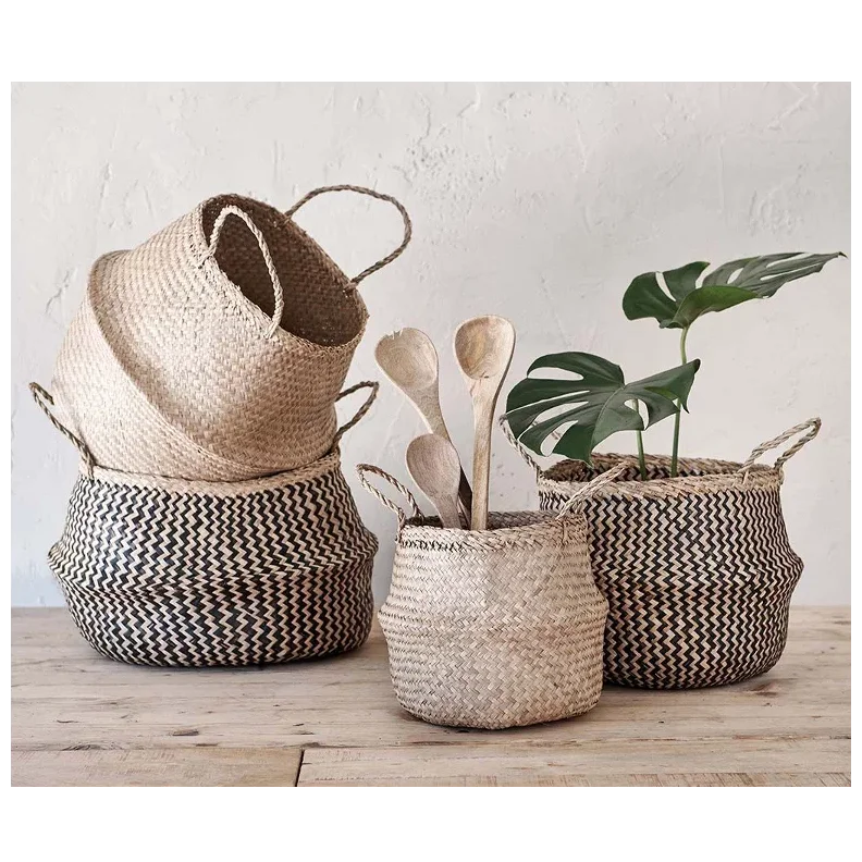 rattan vase flower pot holder plant storage wicker canasta para flores jute flower pot covers natural rattan Flower Pots Cover
