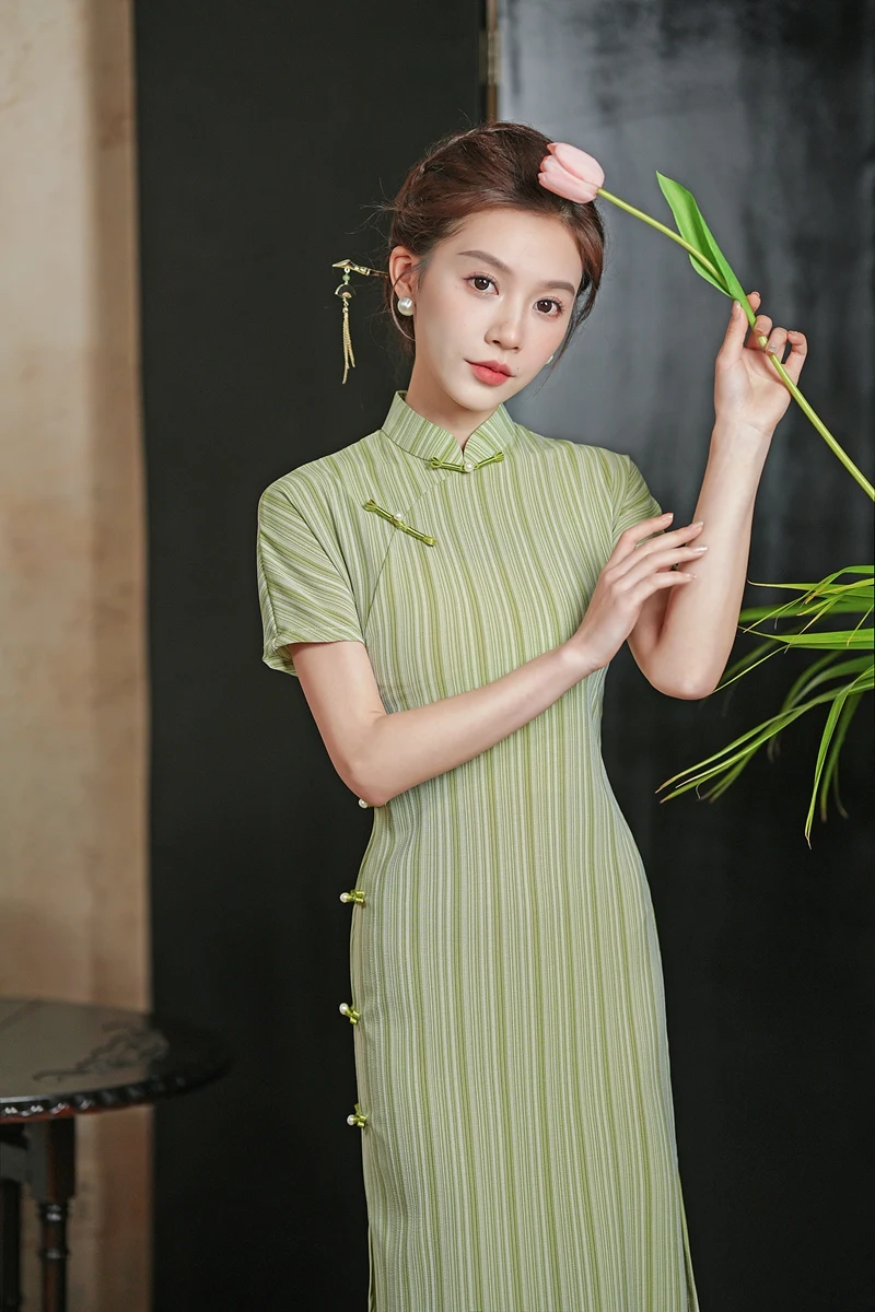 Women Summer cotton linen Qipao Dress Chinese Traditional Cheongsam Women clothes