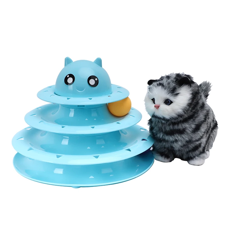 Высококачественная пластиковая игрушечная Вертушка для кошек игрушка трехслойная