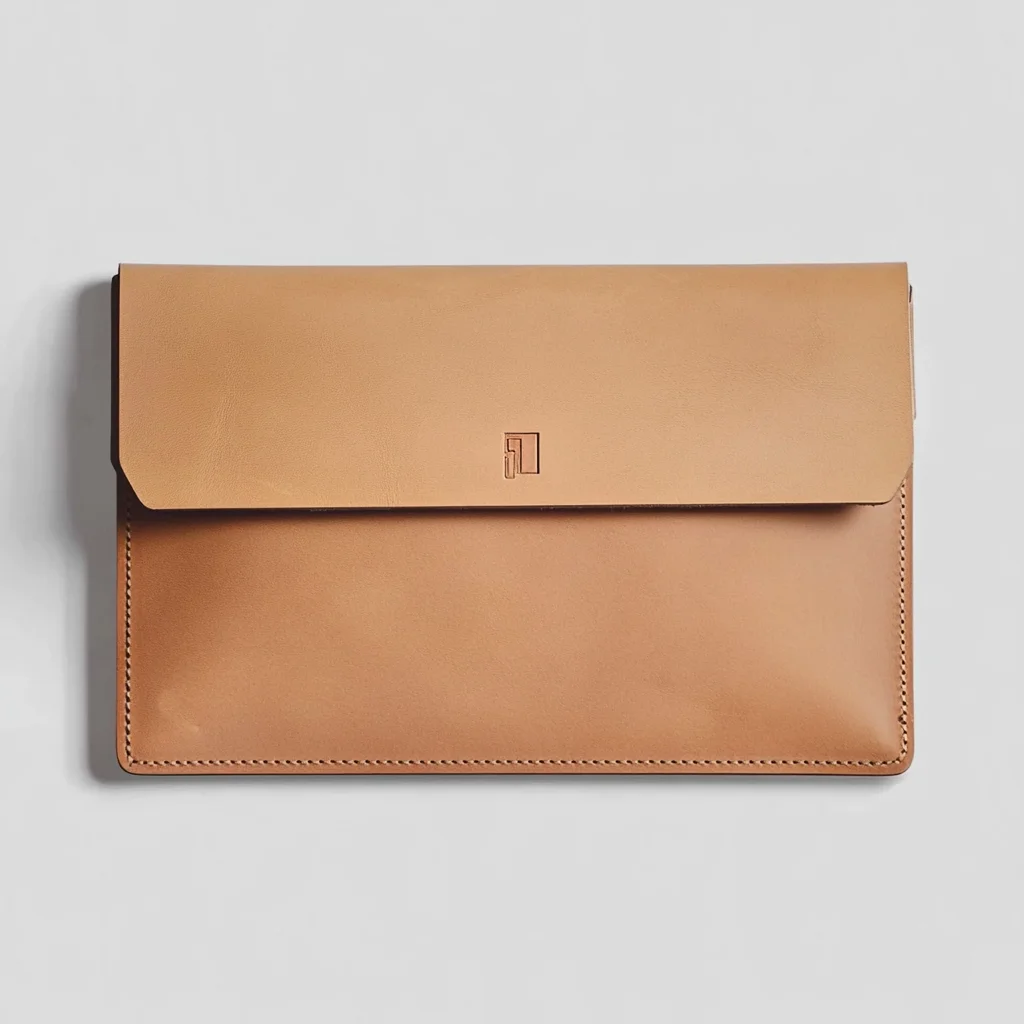 Custom Size Vegetable Tanned Cow Leather Flap Laptop Tablet Sleeve Protective Case Document Holder Pouch Clutch