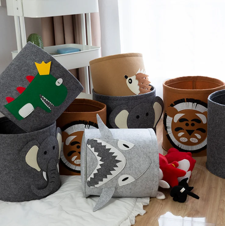 Custom Lion Elephant the Felt Storage Basket Organizer for kids toys
