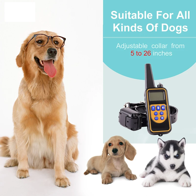 Dog Shock Collar with Remote Dog Training Electric Collar Waterproof Rechargeable 1640ft Dog Shock Collar with LED Light Beep