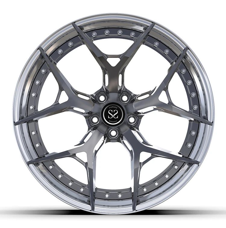 6061-T6 Aluminum Alloy Rims Custom 2-PC Polish Barrel+Gun Metal Disc 5x112 20 21 inches Fit to Audi RS5 B5